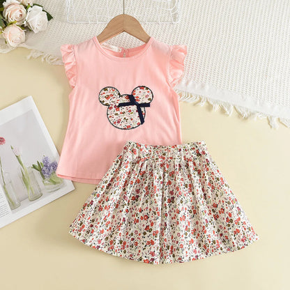 Girls Clothing Sets Sleeveless Blouse +  Skirt