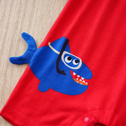 Summer Cute 3d Shark Print Jumpsuit