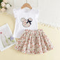 Girls Clothing Sets Sleeveless Blouse +  Skirt