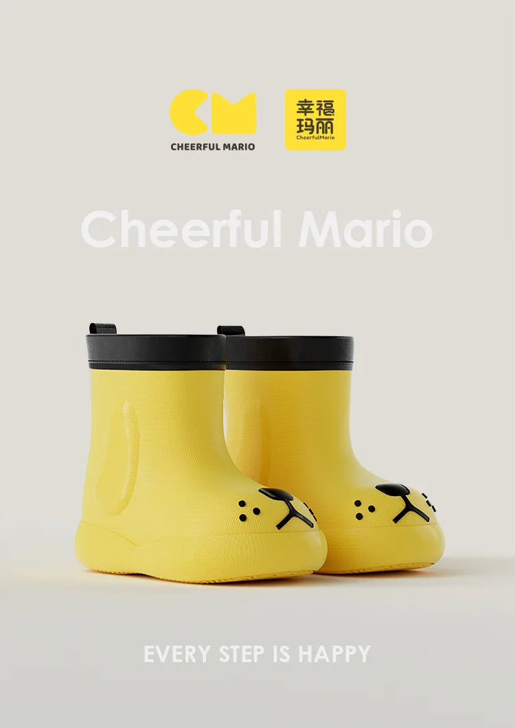 Cheerful Mario Rain Boots Shoes -Cute Puppy