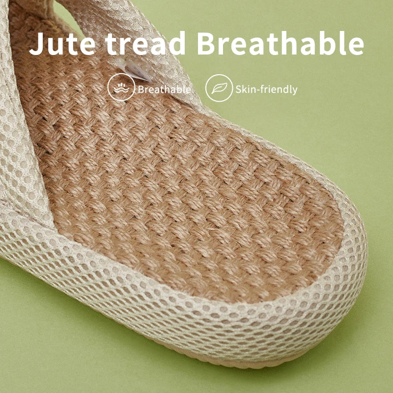 UTUNE Mute Linen Slippers - Japanese Mesh Style