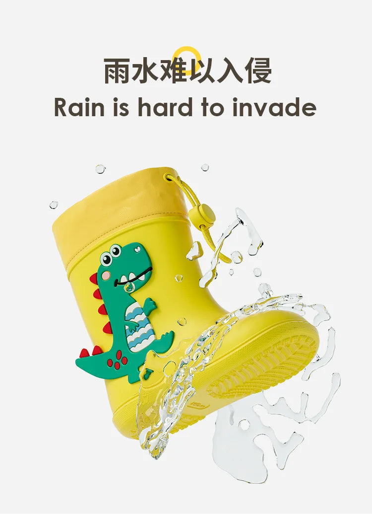 Cheerful Mario Kids Rain Boots Animal Design