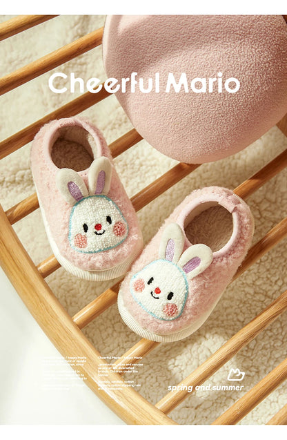 Cheerful Mario New Style Children Winter Cotton Warm Bunny Shoes