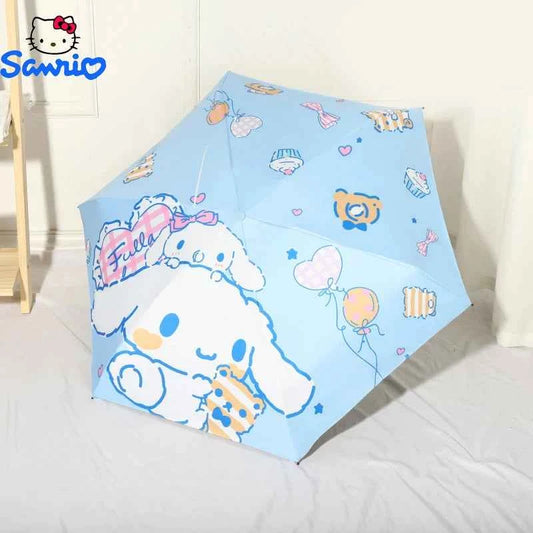 Sanrio Umbrella Sunscreen UV Protection Sunny And Rainy Dual-use Cinnamoroll Folding Automatic Black Coating Bumper Cloth Gifts