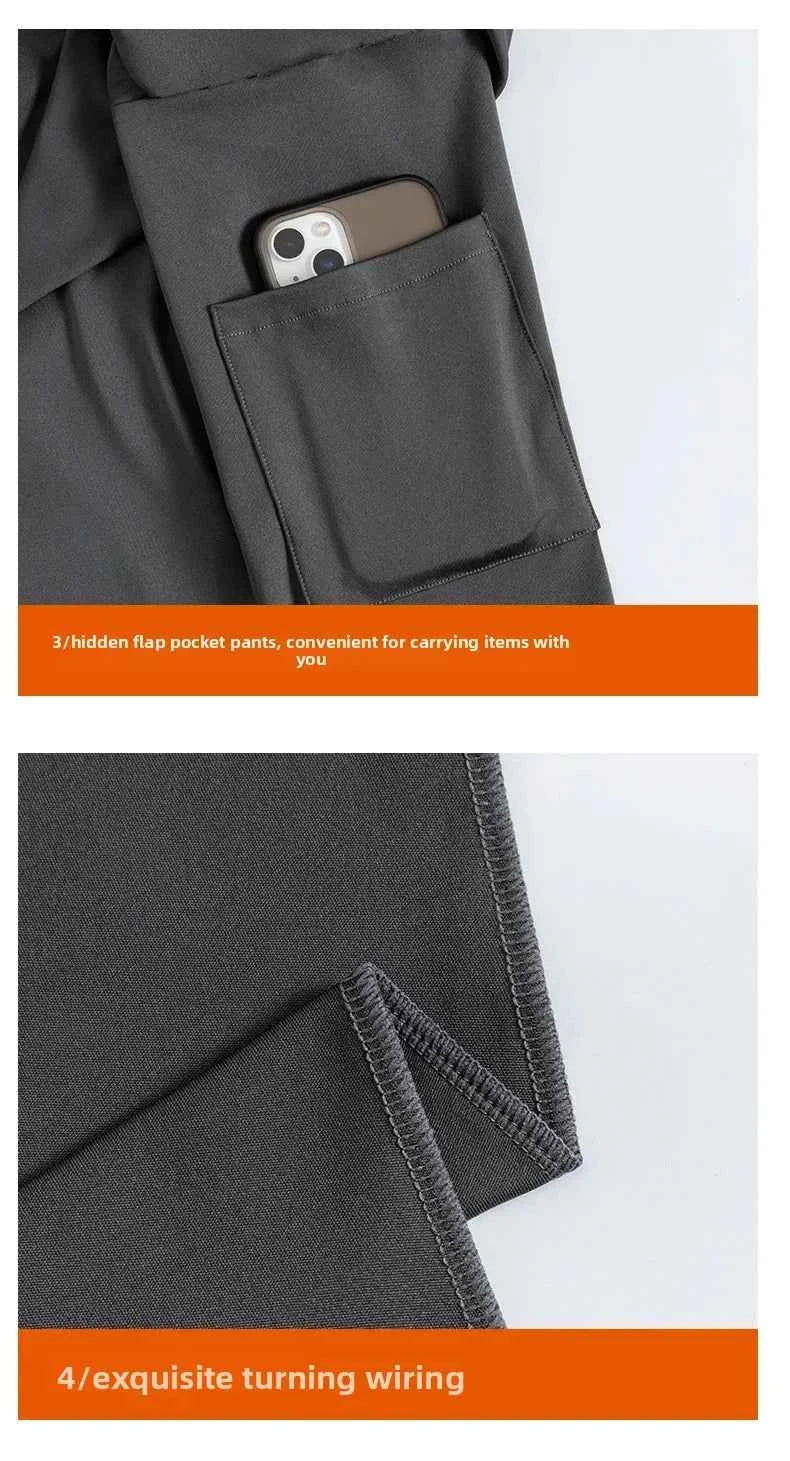 High-Waist Fitness Pants Women's Spring Summer Thin Section Anti-Light Running Yoga Badminton Uniform Shark Pants Skirt