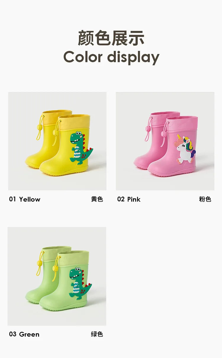 Cheerful Mario Kids Rain Boots Animal Design