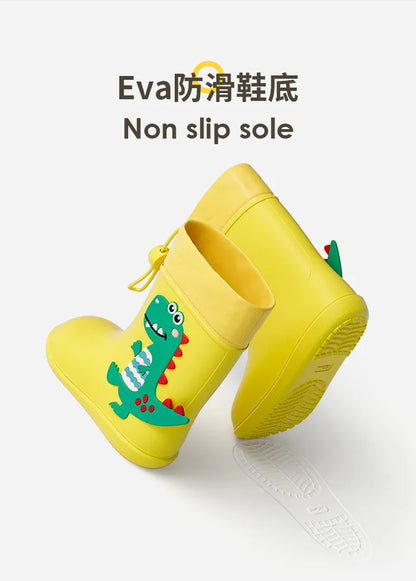 Cheerful Mario Kids Rain Boots Animal Design