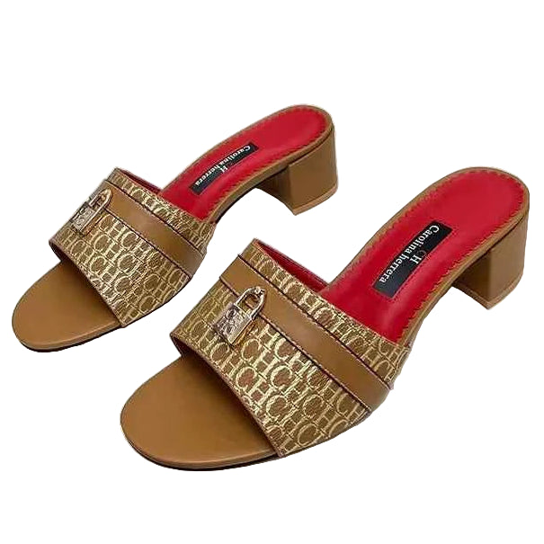 Women's Heeled Wearable Slippers Niche Classics Women's Office Slippers Letters Printed Designs Mature Style