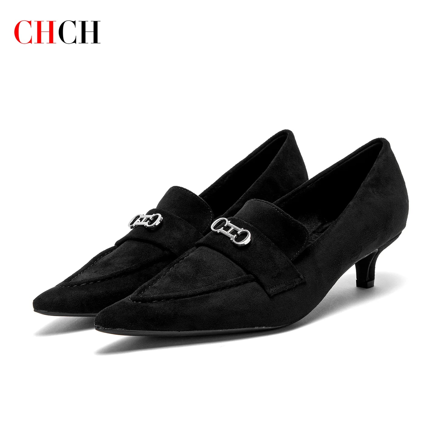 CHCH Women's Retro Suede Pointed Business Shoes