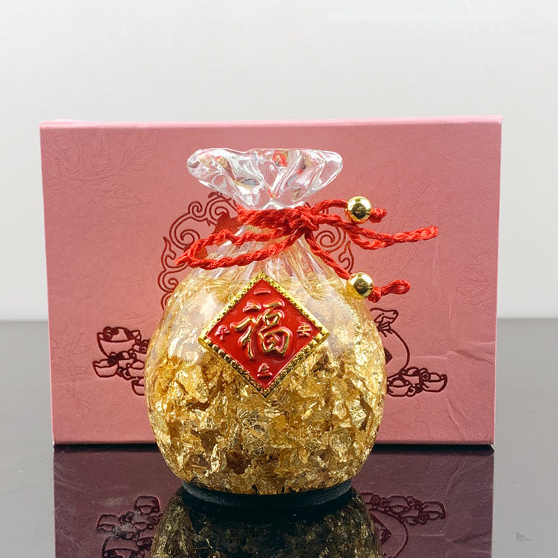 Creative Home Decoration Gold Foil Crystal Lucky Ornament