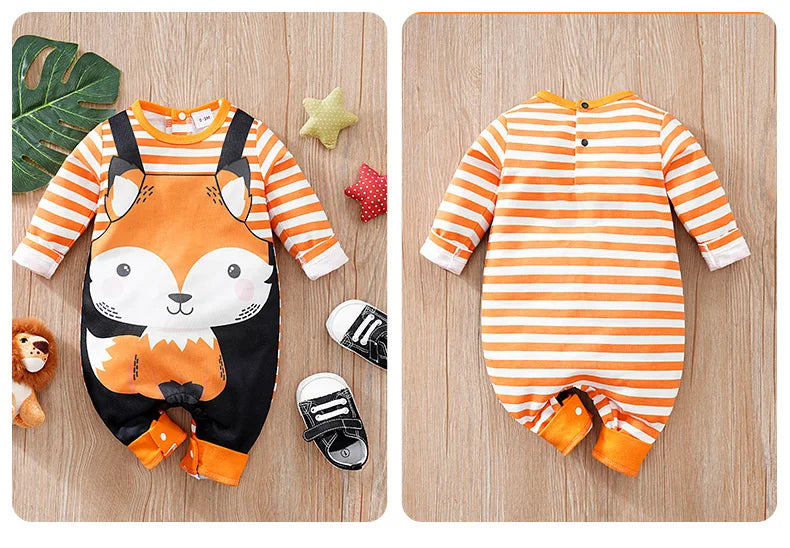 Cute Fox Print Comfortable And Soft Baby Jumpsuit