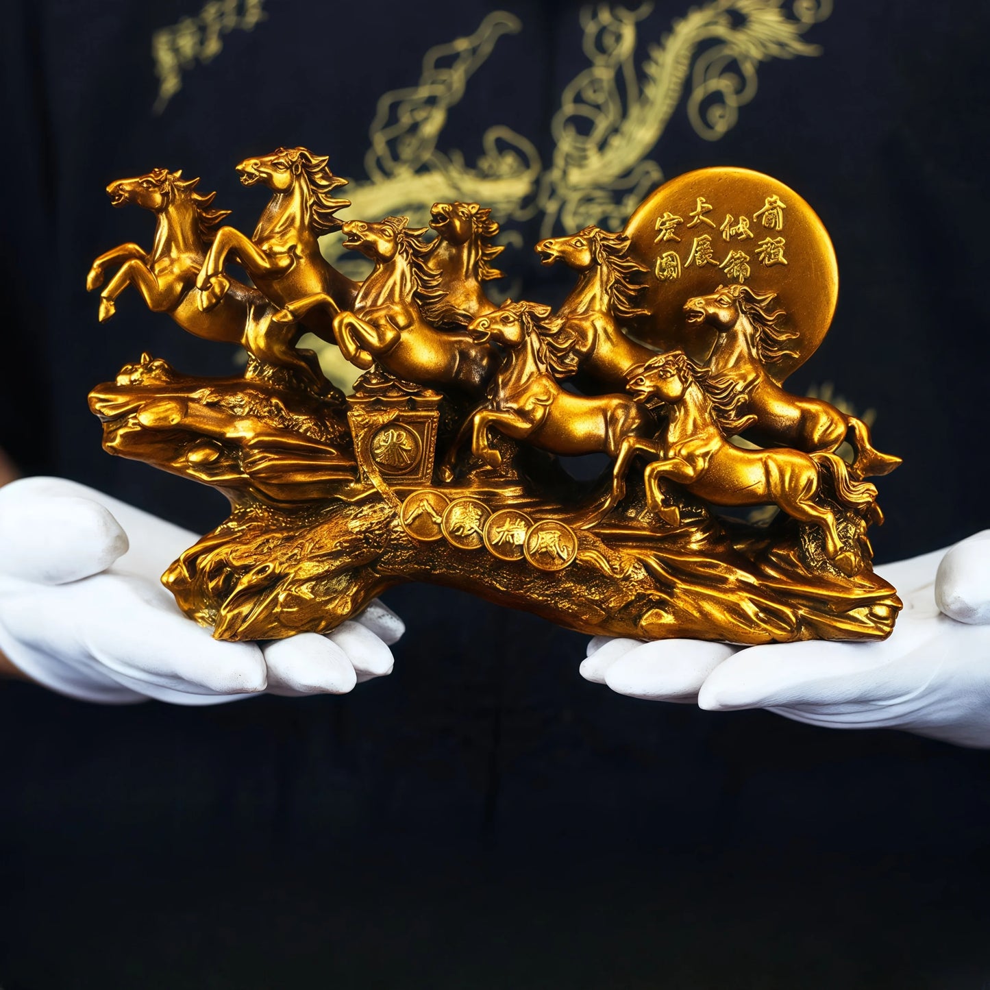 Eight Horses Resin Ornaments - Feng Shui Good Luck Wealth