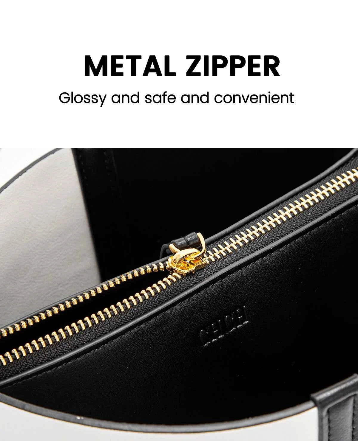 CHCH Two-tone Leather Bucket Handbag