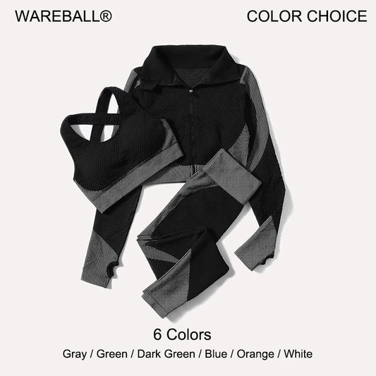 2/3Pcs Women Activewear Seamless Knitted Sportswear Set