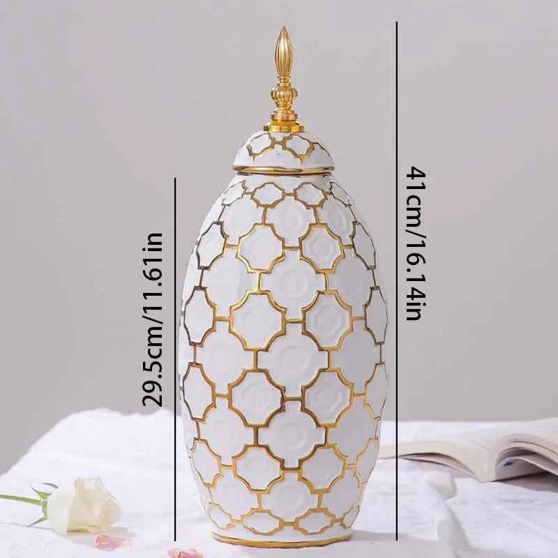 Luxurious Gold-Plated Ceramic Vase