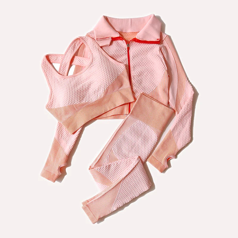 2/3Pcs Women Activewear Seamless Knitted Sportswear Set