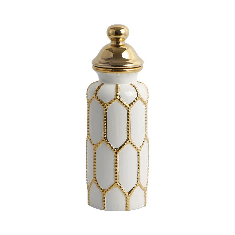 Home Decor Gold Luxury Ceramic Vase General's Jar Ornament