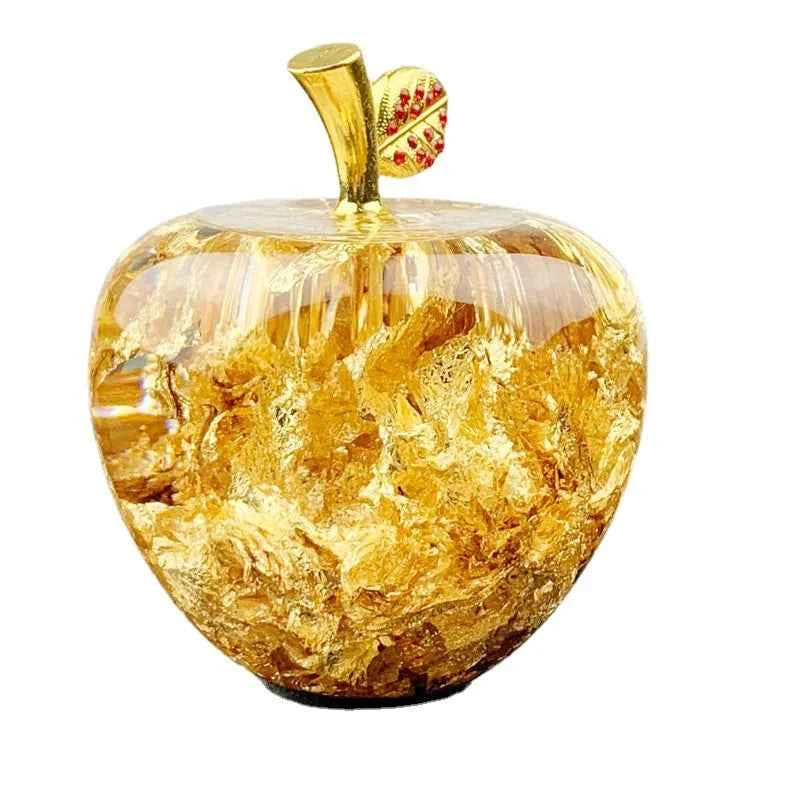 Creative Home Decoration Gold Foil Crystal Lucky Apple Ornament