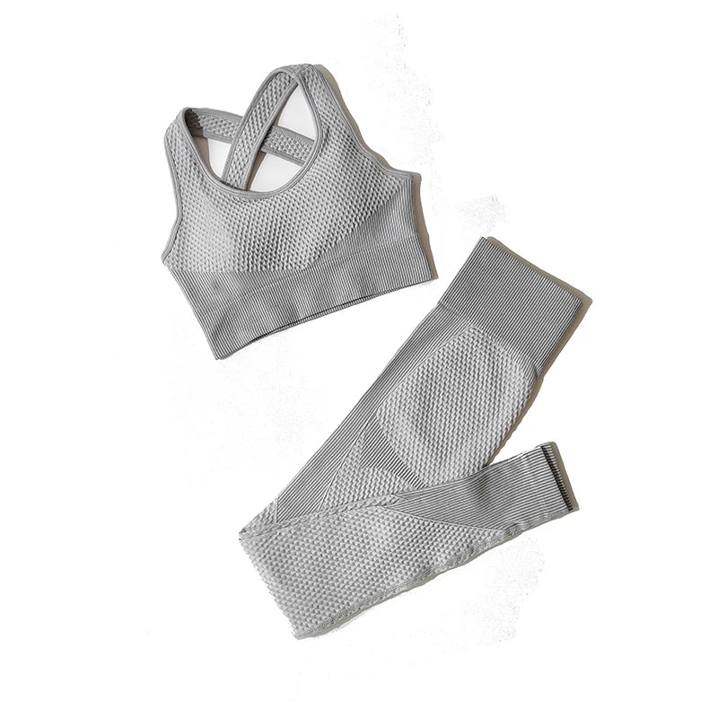 2/3Pcs Women Activewear Seamless Knitted Sportswear Set