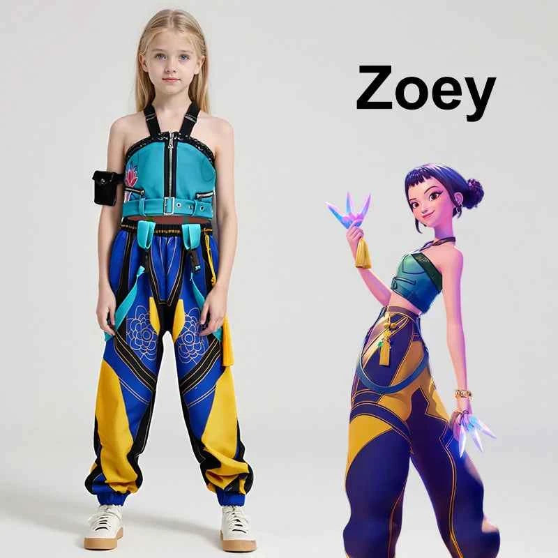 New Anime Kids Girl Roleplay Cosplay Costumes Zoey Full Costume Set for K-pop Halloween Carnival Party Suits Clothes Outfit