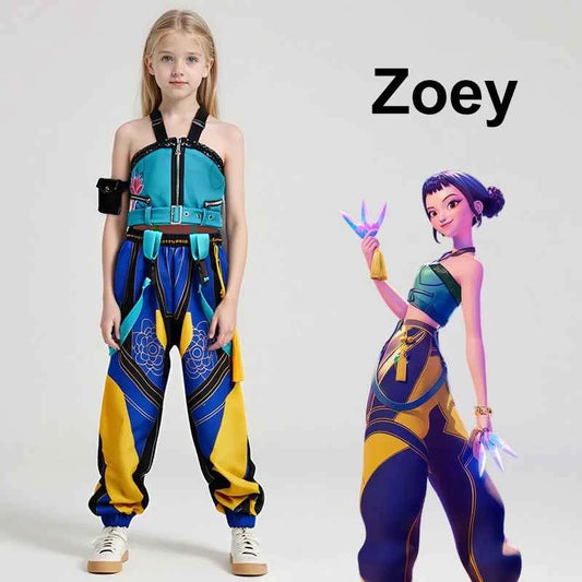 New Anime Kids Girl Roleplay Cosplay Costumes Zoey Full Costume Set for K-pop Halloween Carnival Party Suits Clothes Outfit