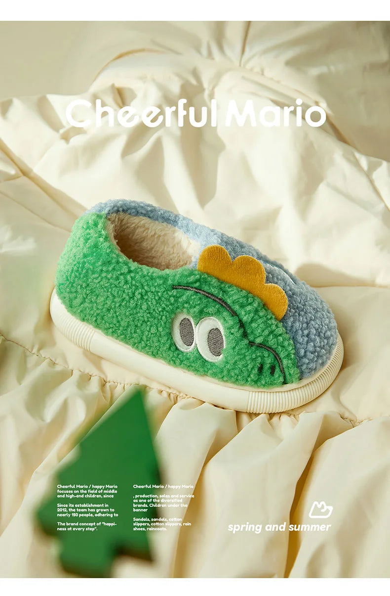 Cheerful Mario Children's Winter Cotton Warm Crocodile Shoes