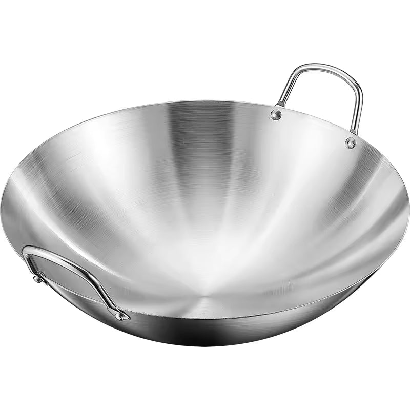 Stainless Steel Frying Pan Non-stick Double-ear Frying Pan Healthy Uncoated Thicker Material Suitable for Gas Stoves Even Heat