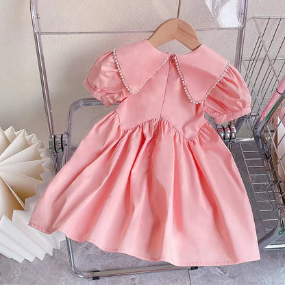 Summer Children Princess Lapel Short-sleeved Dresses