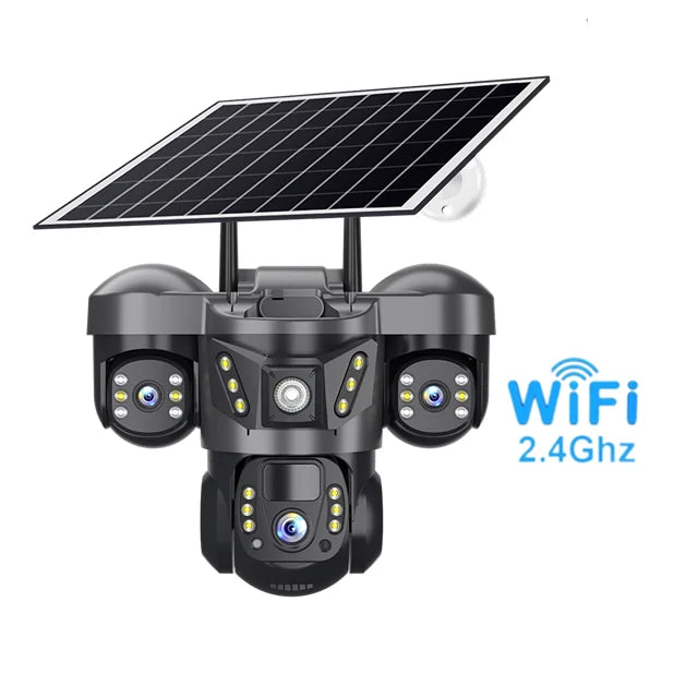 15MP Pro Wifi Solar  Security  Camera Triple Lens 10X Zoom Auto Tracking Outdoor Two way Audio Waterproof Cam