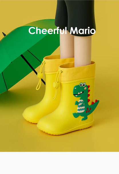 Cheerful Mario Kids Rain Boots Animal Design