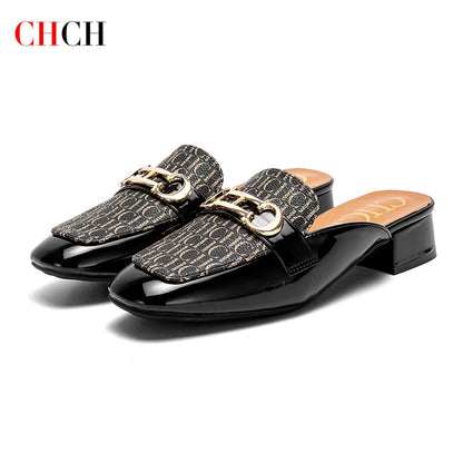 CHCH Buckle Mules Ladies Slip-on Loafers