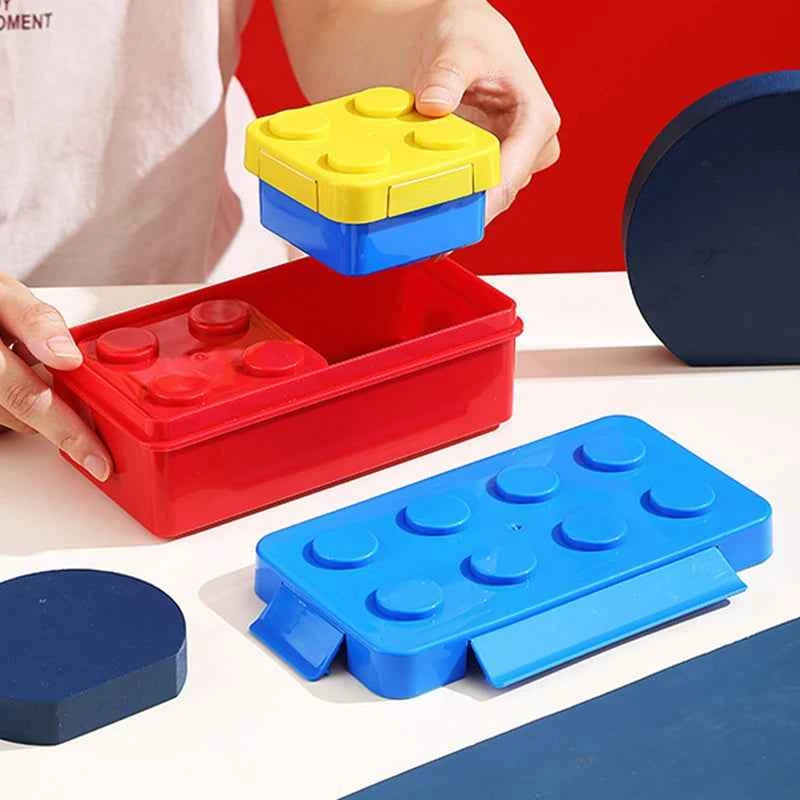 Colorful Blocks Lunch Box - Student Bento Containers - Microwave Dishwasher Safe - Leakproof