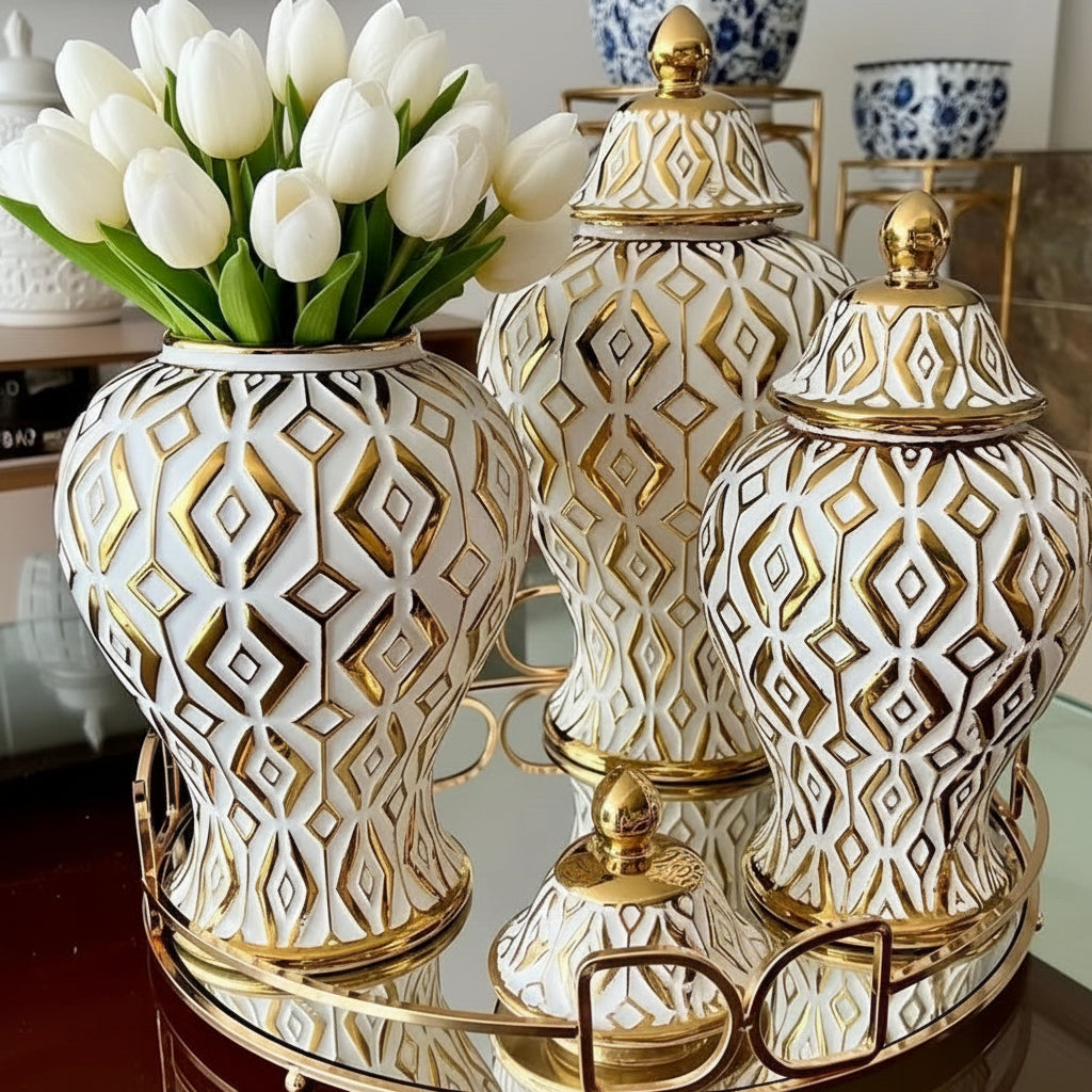 Elegant Ceramic  Vase, Decorative Universal Jar Ornament
