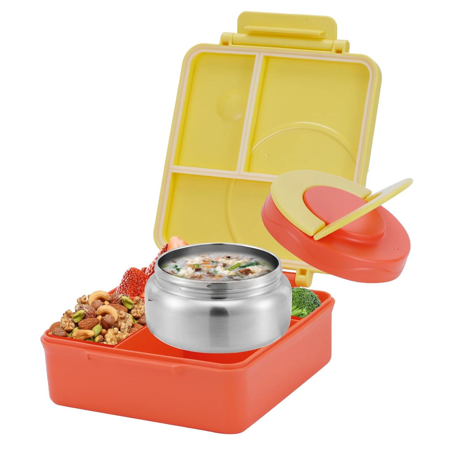 Four-Grid Lunch Box With Insulated Soup Container