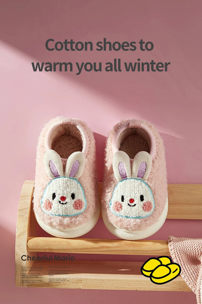 Cheerful Mario New Style Children Winter Cotton Warm Bunny Shoes