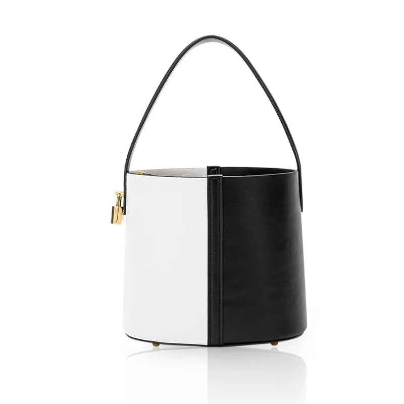 CHCH Two-tone Leather Bucket Handbag