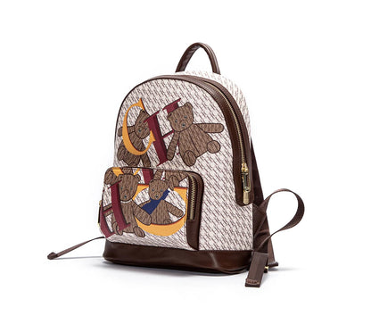 CH Women's Backpack 2024 New Bear Pattern Letter Design Backpack