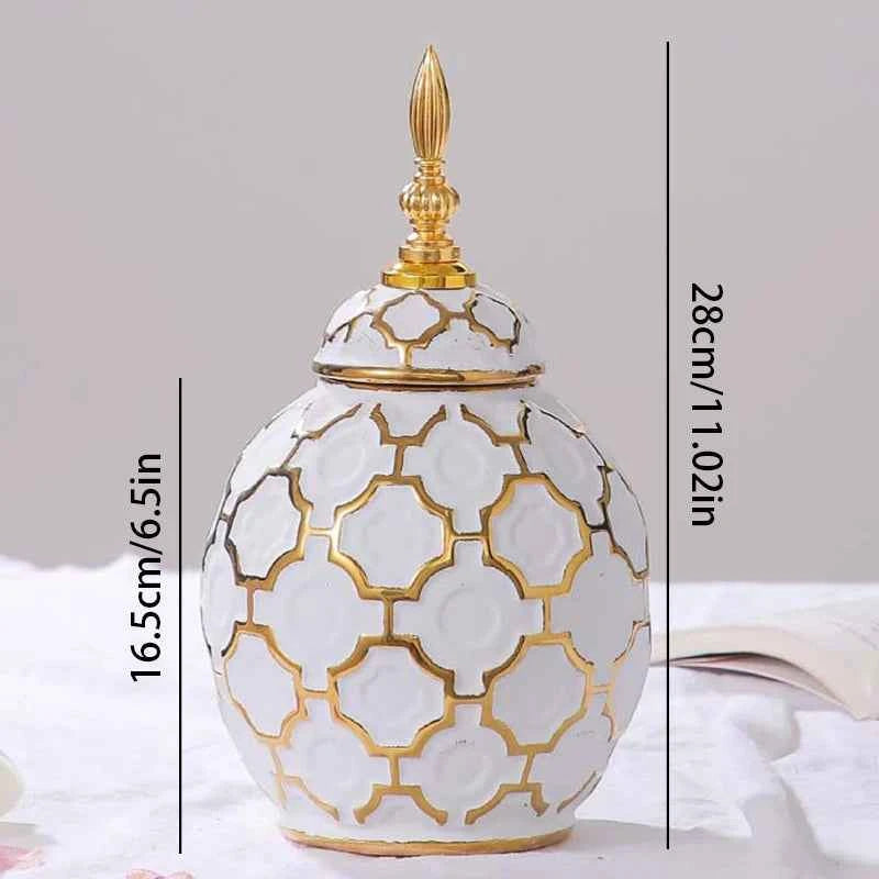 Luxurious Gold-Plated Ceramic Vase