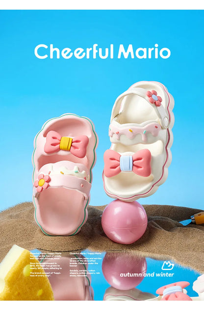 Cheerful Mario Girls Ribbon Sandals