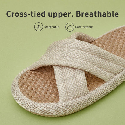 UTUNE Mute Linen Slippers - Japanese Mesh Style