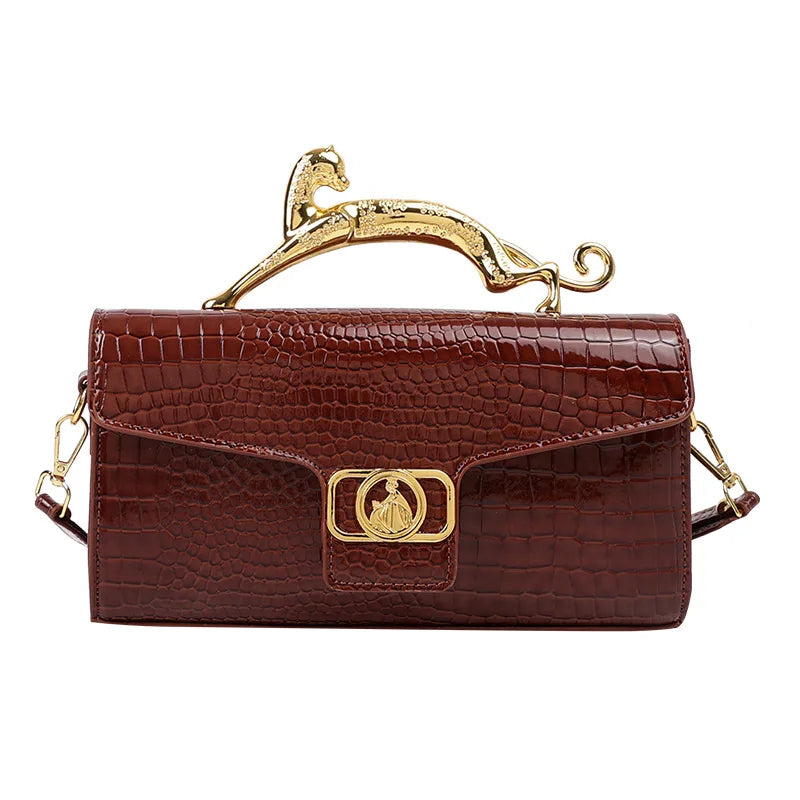 Classic Elegant Metal Handle Crossbody Bag