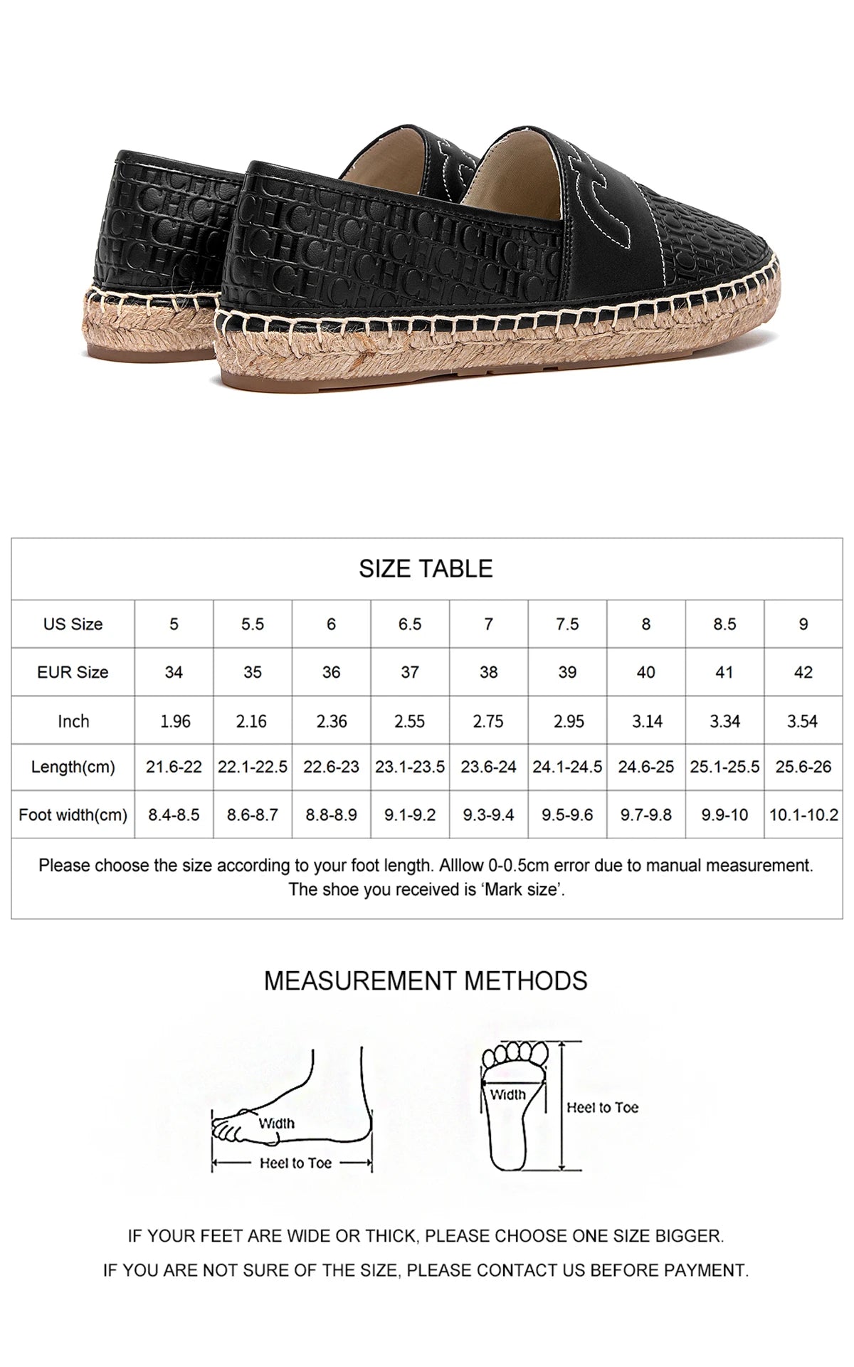 CHCH Women's Leather Espadrilles Canvas Shoes