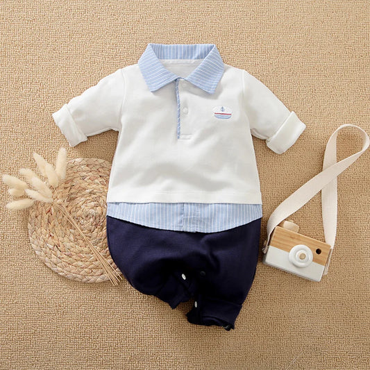 Spring and Autumn Boys' Cute Gentleman Casual Bodysuit