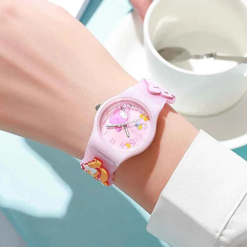 3D Hello Kitty Children Watches with box Cinnamoroll Kuromi Melody Girls Watch Anime Action Figures Model Toys Kid Clock Gift