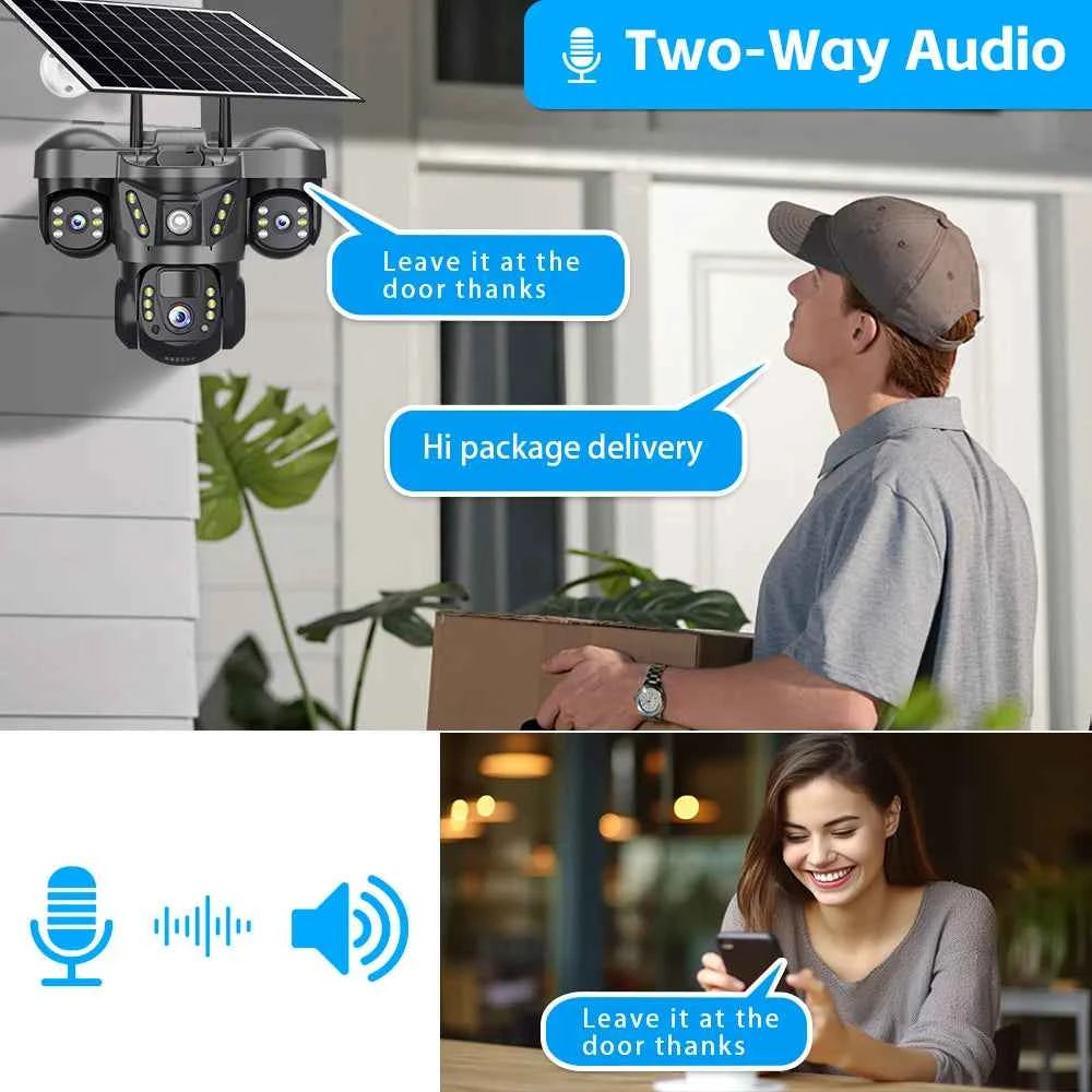 15MP Pro Wifi Solar  Security  Camera Triple Lens 10X Zoom Auto Tracking Outdoor Two way Audio Waterproof Cam