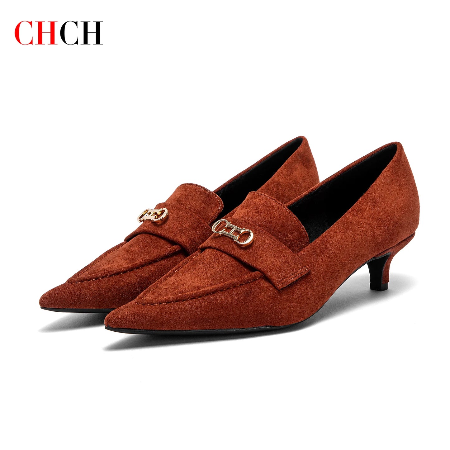 CHCH Women's Retro Suede Pointed Business Shoes
