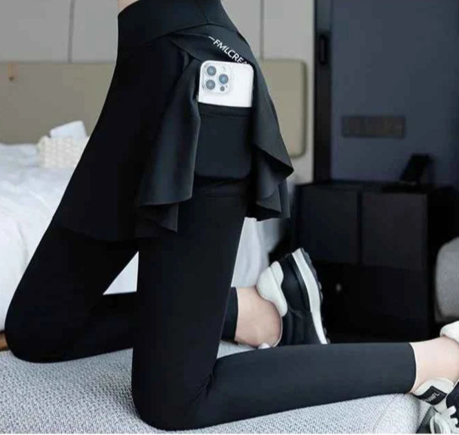 High-Waist Fitness Pants Women's Spring Summer Thin Section Anti-Light Running Yoga Badminton Uniform Shark Pants Skirt