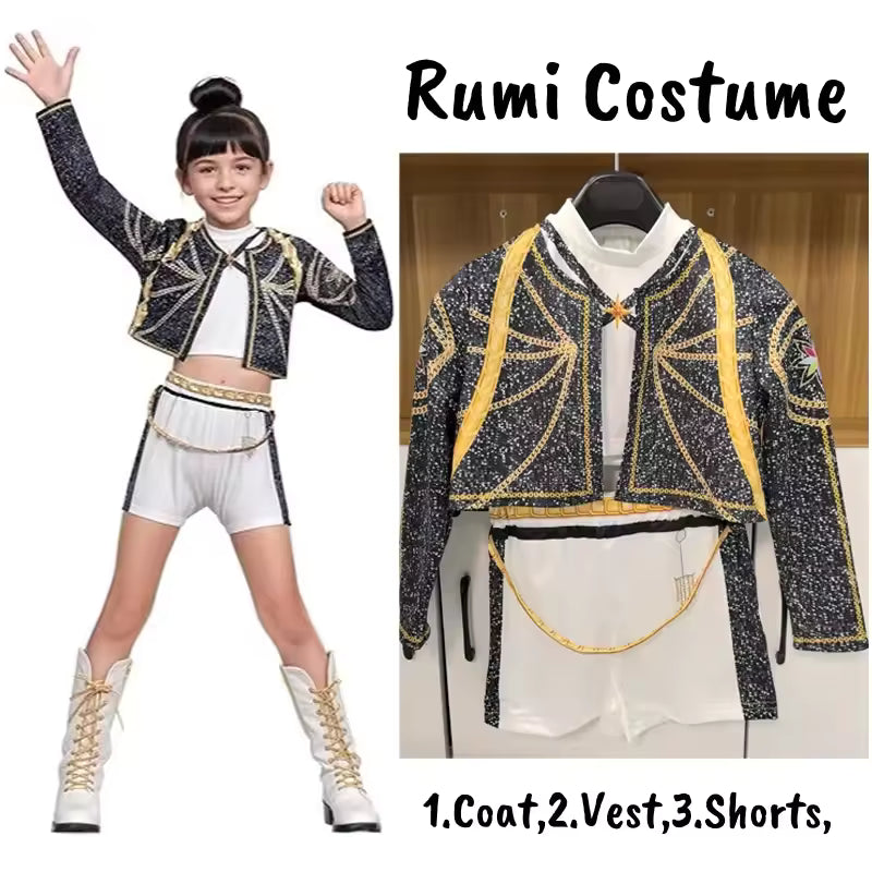 Kids K-Pop Demon Hunters Zoey Rumi Mira Costume Fancy Dress Cosplay (Copy)