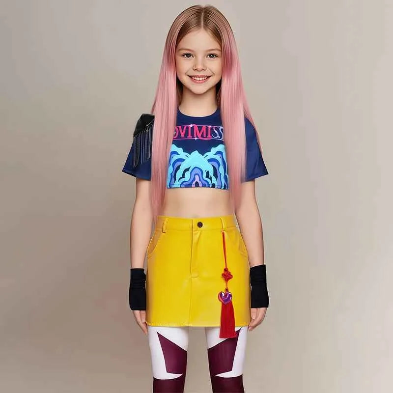 Kids Mira Performance Cosplay Print Costume Girl for K-Pop Team Christmas Halloween Play Comic Exhibition Costume Outfit