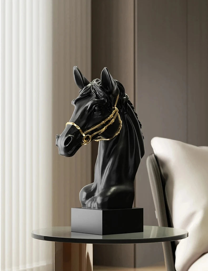 Modern Minimalist Horse Head Statue, Nordic Design Resin Sculpture